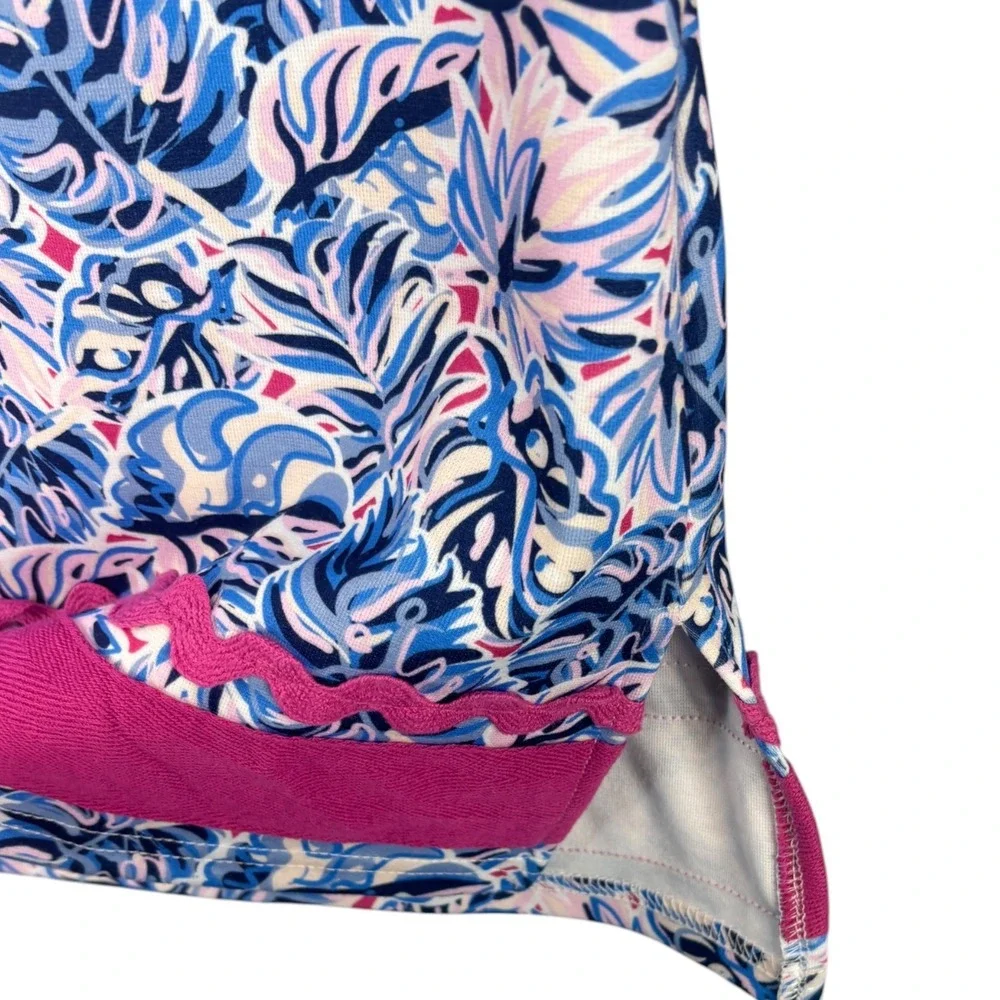 Simply Southern Womens S Tropical Print Sleeveless Golf Polo Shift Dress Pink